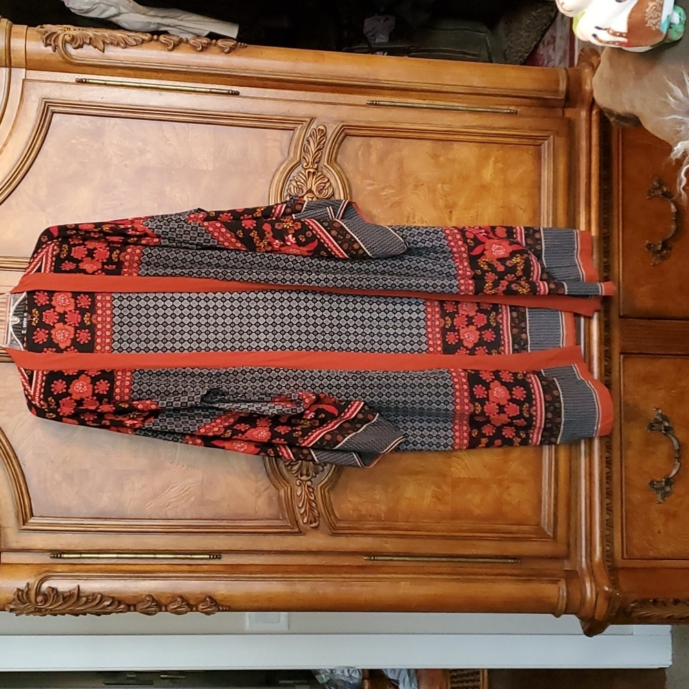 SHEIN Beautiful boho long tunic open jacket sz L